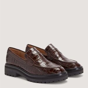 Everlane Lug Loafer NWOB Brown Crocodile Pattern Loafers